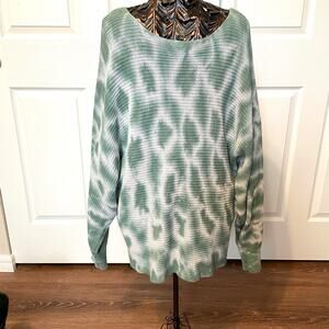 BP-Nordstrom Green & White Tie Dye Sweater w/Batwings Size 2X